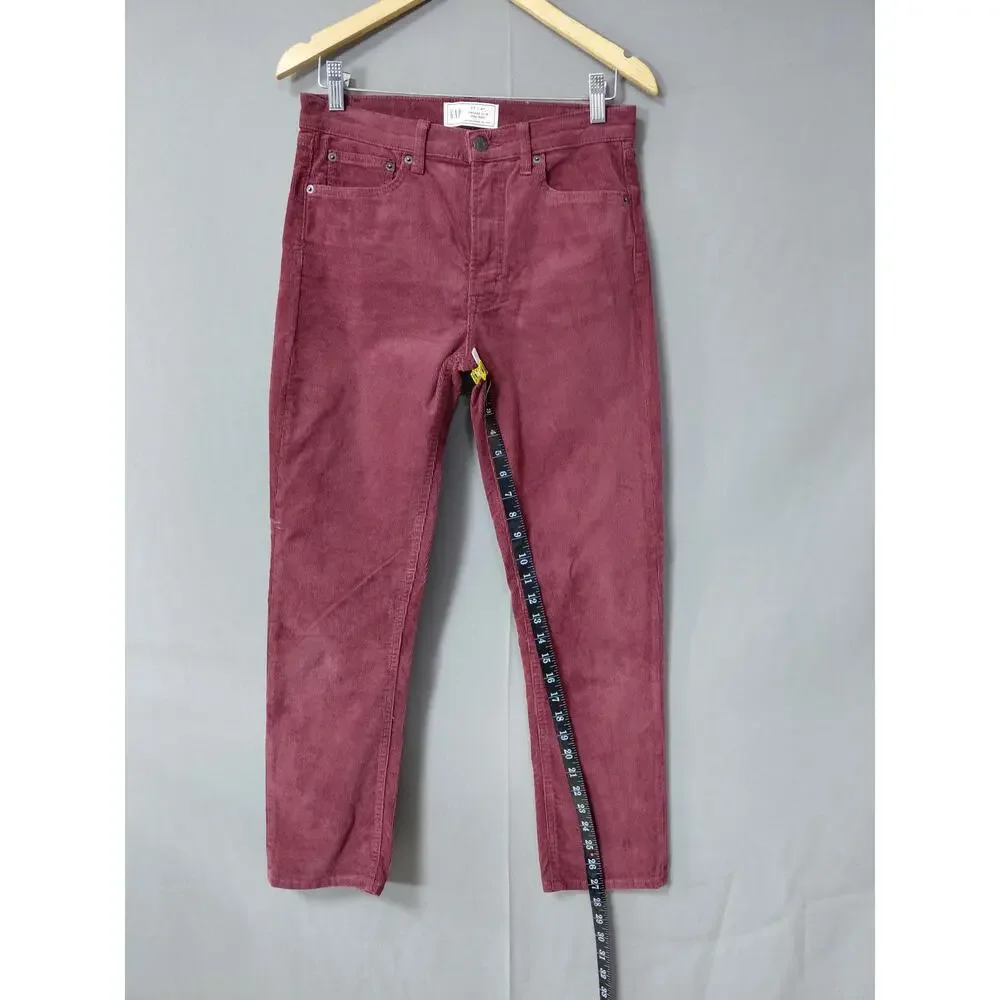 GAP Red Slim Stretch Pants Women Corduroy Size 27
